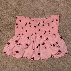 Pink Floral Strapless Top